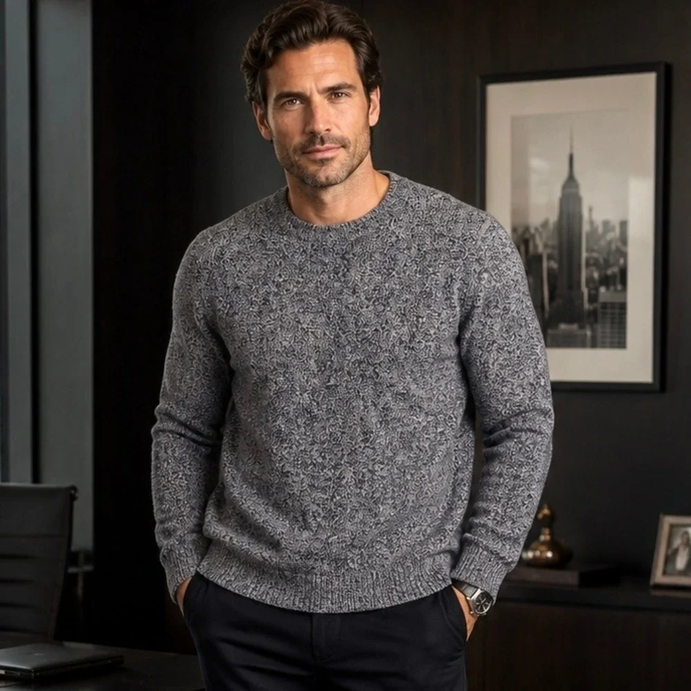 J Crew Mens Sz Medium Wool Sweater Navy Crewneck Preppy Knit Office Quiet Luxury